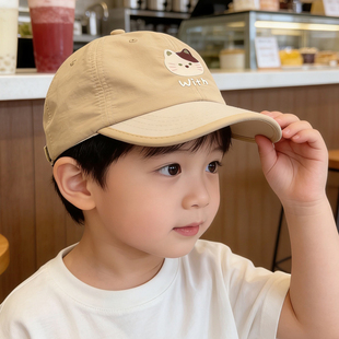可爱卡通小猫棒球帽男女童防晒遮阳帽儿童宝宝速干轻薄鸭舌帽子