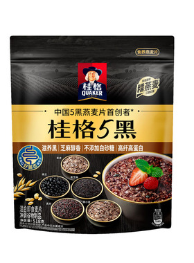 桂格5黑5红5白即食混合燕麦片518g*1袋装黑芝麻代餐早餐冲饮麦片