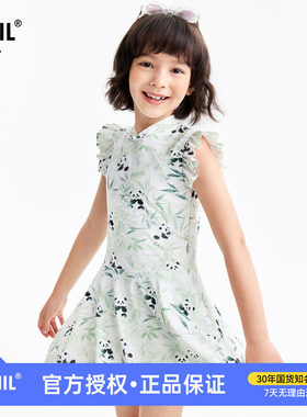 安奈儿童装女童裙摆式连体泳衣2026夏装新款儿童甜美国风游泳衣