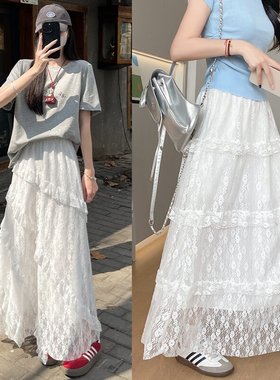 极尔斯斜纹/直纹蕾丝半身裙