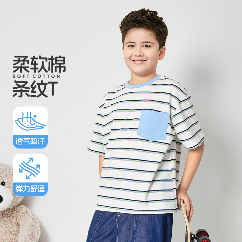 胖男童夏季短袖T恤宽松大码