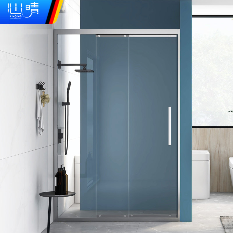心晴三联动淋浴房卫生间干湿分离隔断小户型浴室玻璃门一字形定制