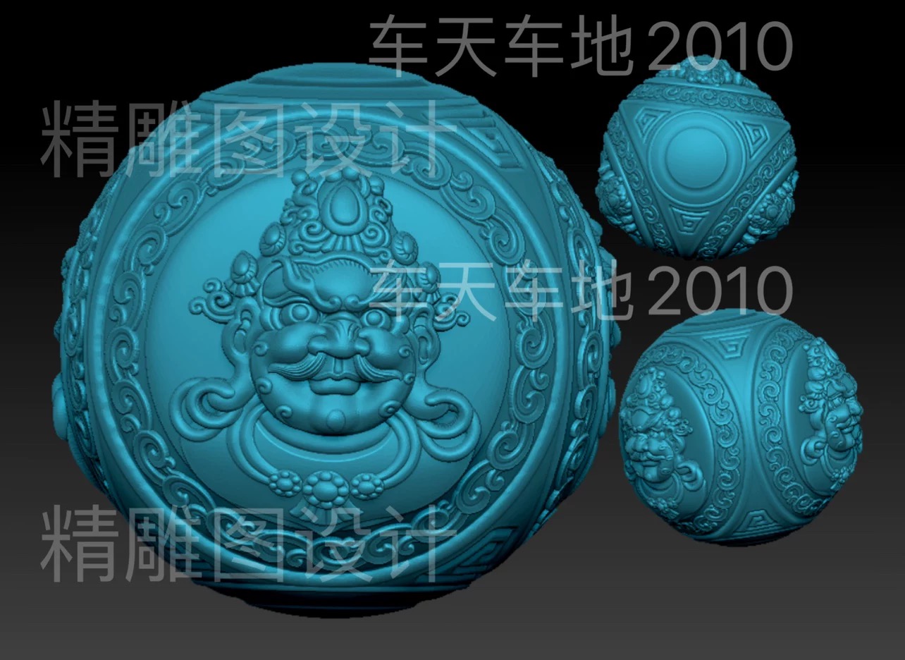 stl仿古不动明王黄财神珠子圆雕图博古花纹珠子精雕图 拍请留邮箱