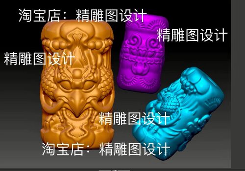 StlD9大鹏鸟桶珠圆雕图大鹏鸟象神手串玉石立体图stl3d电脑雕刻图