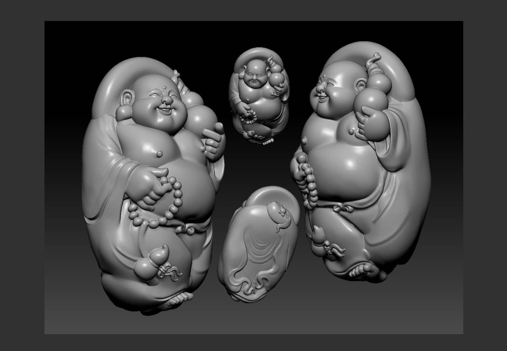 STL福禄站弥勒佛圆雕图佛公stl笑佛精雕图佛像浮雕图3d雕刻机图纸