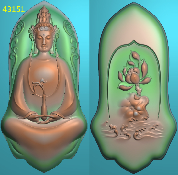 Jdp双面 素衣观音精雕图jdp浮雕图玉雕图随形观音3D雕刻图纸