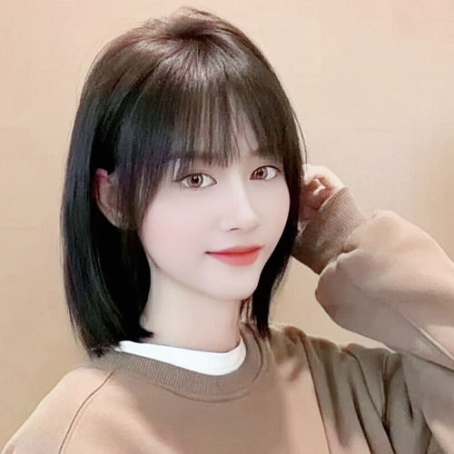 假发女空气刘海中长直发bobo头网红发套真人发丝锁骨整顶真发头套