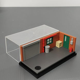 美式仓库后巷场景亚克力展示盒1:64比例汽车模型微缩街道展示地台