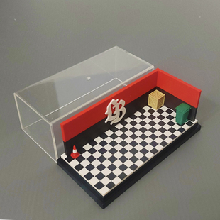 维修车间车库场景亚克力展示盒LBWK1:64比例汽车模型微缩街道地台