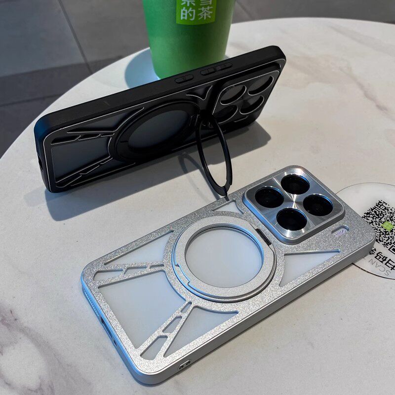 金属镂空360旋转支架适用小米15手机壳xiaomi15pro保护套铝合金夏季散热MIUI15Ultra高级感男女创意14Pro硬壳