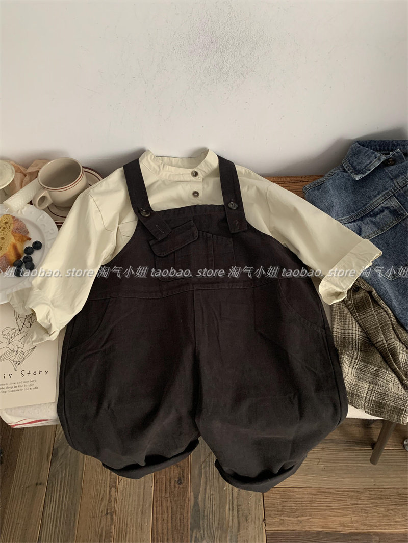 淘气小妞男女童背带裤春秋款裤子韩版新款小孩宝宝洋气休闲裤宽松