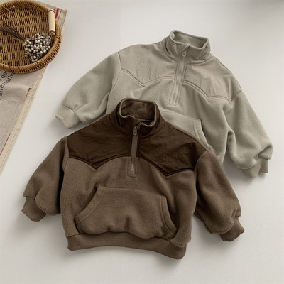 韩版男女童摇粒绒卫衣秋冬新款