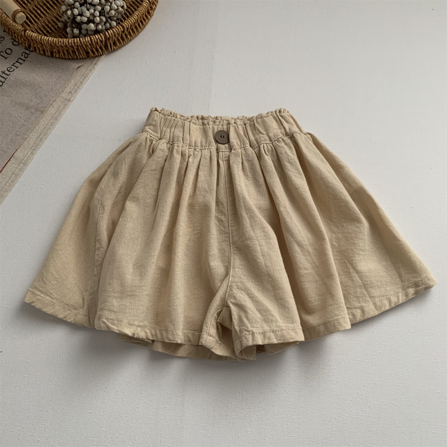 淘气小妞 棉麻女童裙裤夏薄款2026夏装新款女宝宝百搭短裤休闲裤