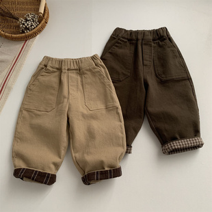 淘气小妞抓绒男童裤子秋冬2025新款儿童女童宝宝加厚休闲裤保暖潮