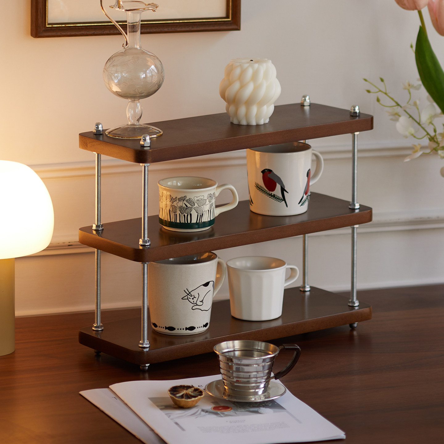 实木杯子收纳置物架餐桌台面多层收纳杯架轻奢高级咖啡杯马克杯架,住宅家具,搁板/置物架/家用陈列架,淘宝优惠券,粉丝福利购,淘宝优惠卷
