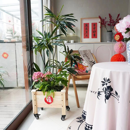 宋氏梵品可移动简约杉木花箱