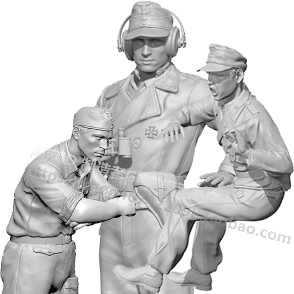 1/35模型WW2德国第三装甲部队陆军士兵战争兵人摆件gk白模手办68