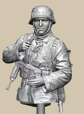 1/10二战兵人模型WW2半身胸像抽烟士兵gk白模手办树脂人物摆件X38
