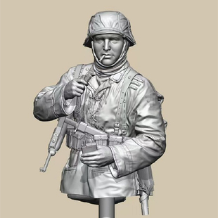 1/10二战兵人模型WW2半身胸像抽烟士兵gk白模手办树脂人物摆件X38