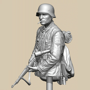 1/10二战兵人模型WW2半身胸像抽烟士兵gk白模手办树脂人物摆件X41