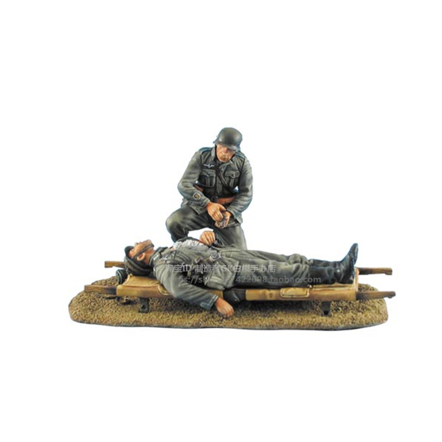 1/35二战人物模型德国医疗兵二人组合担架步兵摆件GK白模手办88