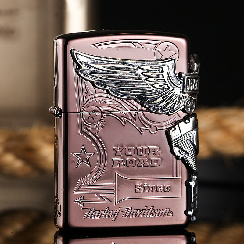 美国原装正品 ZIPPO打火机 紫冰 哈雷大侧鹰发动机 专柜正版限量