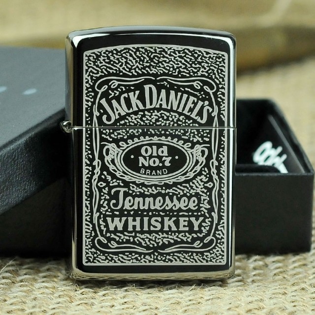 美国原装正品 ZIPPO打火机 黑冰杰克丹尼酒标 150JD327 专柜正版