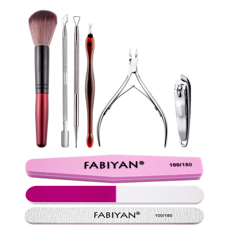 초보자용 매니큐어 가위 스틸 푸셔 각질 포크 가위 삼각 대패 가정용 매니큐어 도구 풀 세트 전문 케어