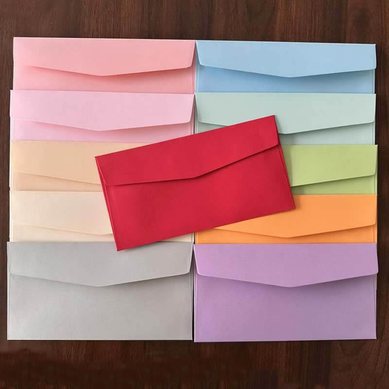 可印LOGO定制彩色纯色红蓝粉色马卡龙优惠券礼金红包袋西式信封
