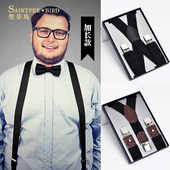 西裤 男士 松紧背带夹老人英伦潮 子吊裤 带男式 背带夹吊带胖人西装 裤