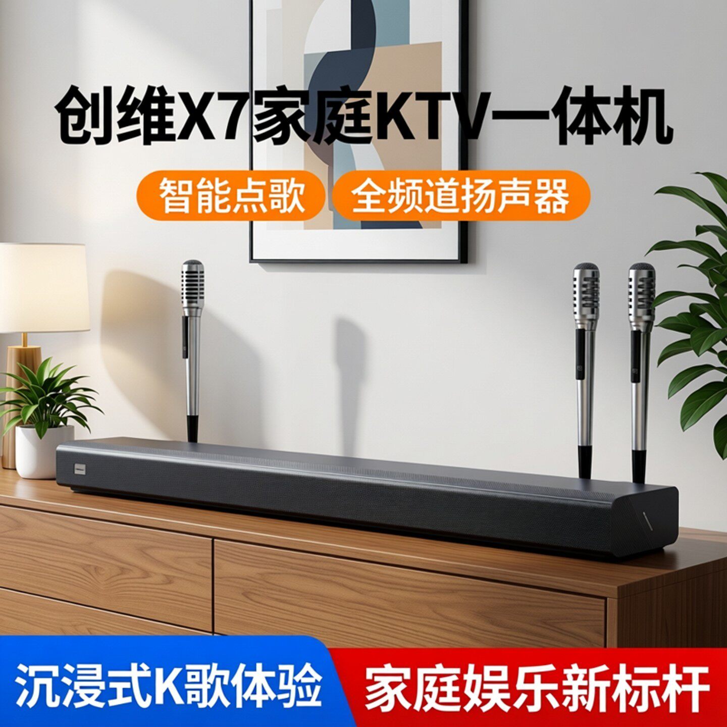 创维X7家庭KTV一体机回音壁音响智能唱K歌点歌机全频道扬声器