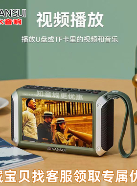 2024新款山水F53高清收音机视频播放器蓝牙音箱触屏插卡便携