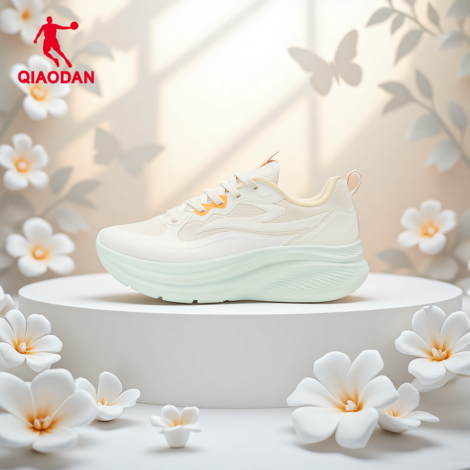 乔丹跑步鞋女款2026新款透气网面运动鞋厚底减震增高鞋软底训练鞋