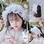 女童半包帽式 蕾丝蝴蝶结发带西班牙洛丽塔裙配套头饰公主发夹新款