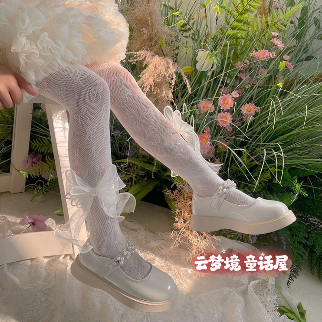 春夏洛丽塔公主袜百搭女宝宝连裤袜打底裤袜镂空蝴蝶结蕾丝舞蹈袜