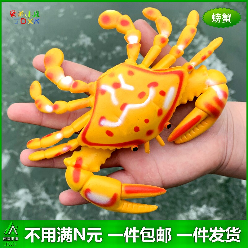 塑胶仿真螃蟹假大闸蟹青色海鲜水产模型儿童玩具海洋可爱动物摆件