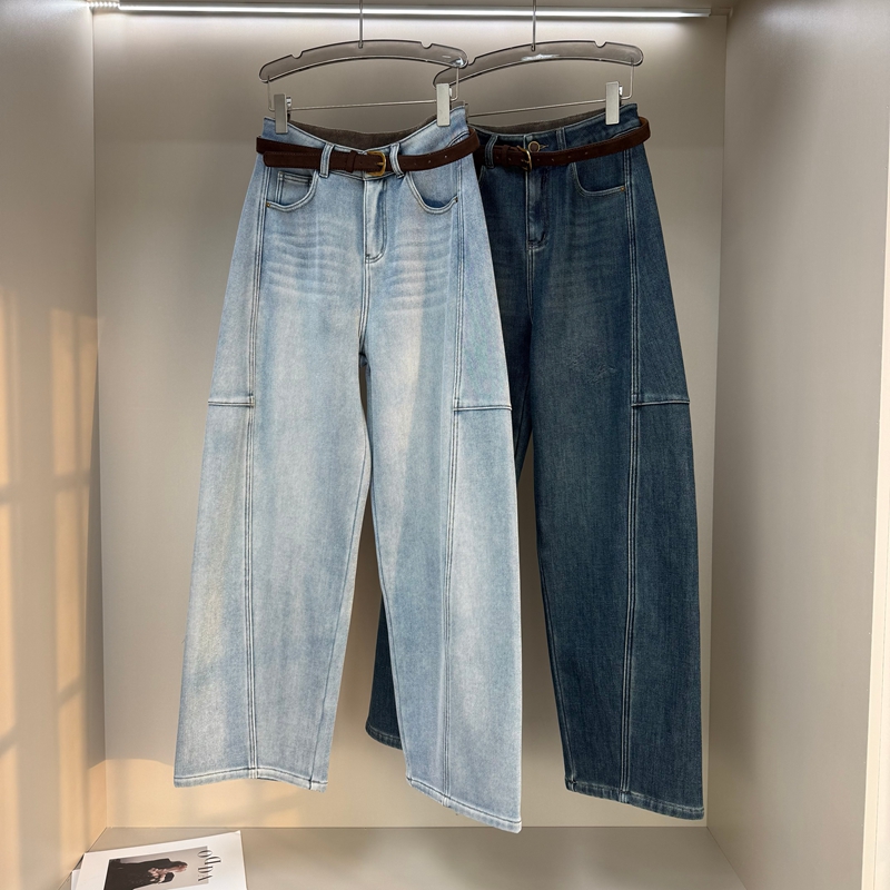 宽松慵懒阔腿弯刀香蕉长裤女