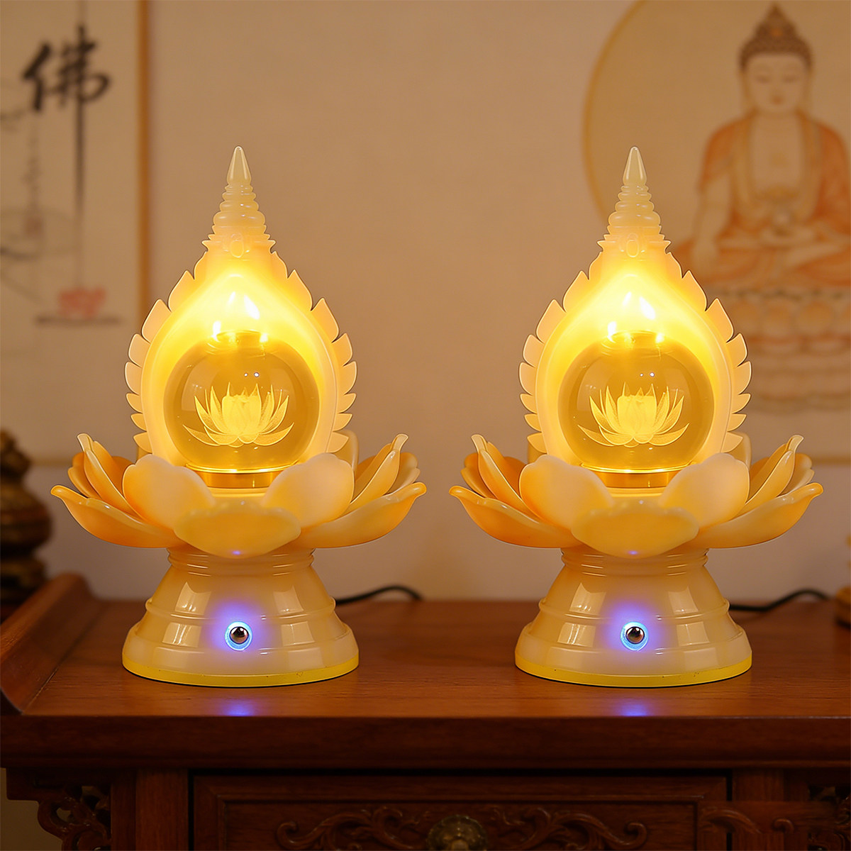 新款如意宝珠电LED佛前供灯观音菩萨莲花灯财神灯佛堂长明灯寺院