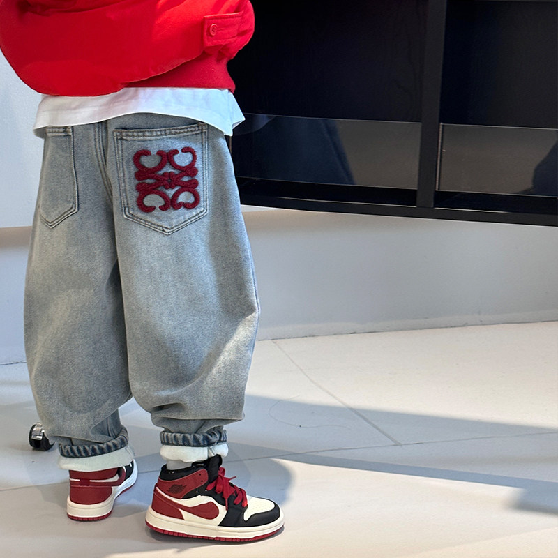 男童裤子春秋冬款洋气网红牛仔裤中大童韩版宽松休闲百搭外穿长裤