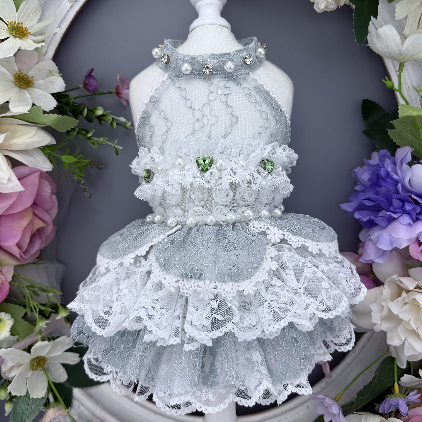 浅豆绿宠物裙子薄款夏天衣服