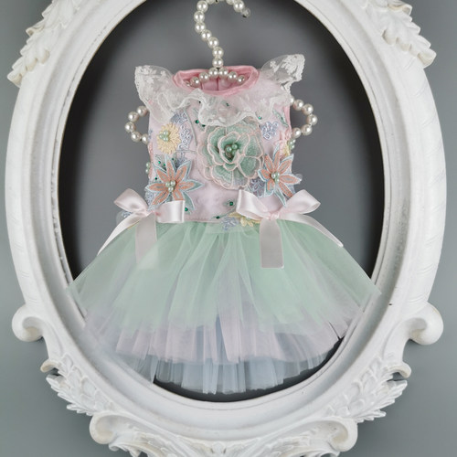 私宠手作荷绿宠物狗礼服泰迪博美