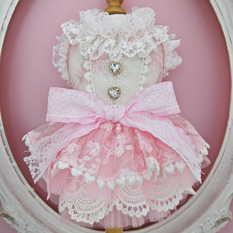 私宠手作心型狗狗镂空夏装宠物公主裙猫小型犬泰迪约克夏法斗衣服