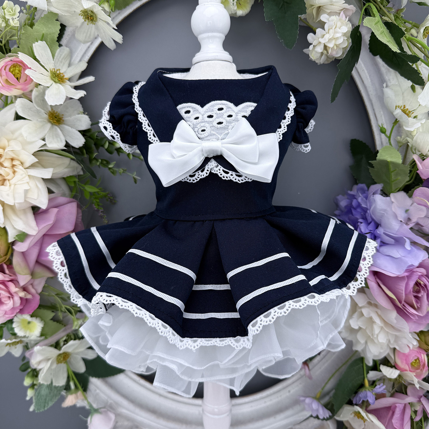 私宠手作藏青宠物JK裙泰迪博美贵宾小马狗狗春秋可爱衣服猫咪裙子