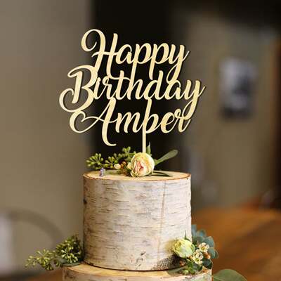 定制名字生日快乐摆件topper插牌