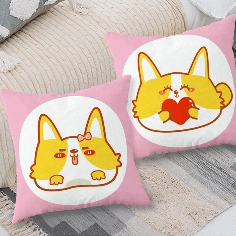十字绣抱枕可爱卡通柯基趣味表情靠枕儿童手工自己绣简单新手小件