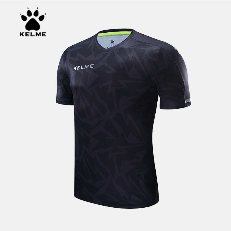 KELME卡尔美短袖V领足球服 男上衣T恤比赛训练定制组队服