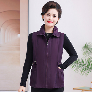 中老年女士单层防风马甲春秋款妈妈装休闲无袖马夹背心老太太坎肩