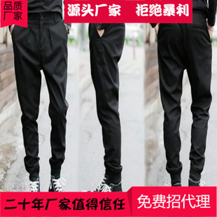 个性休闲韩版男装春季男士修身小脚显瘦长裤锥型潮男裤子