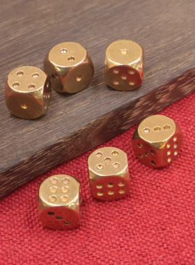 实心黄铜骰子纯铜金属点数色子手工打磨酒吧用品创意个性麻将筛子