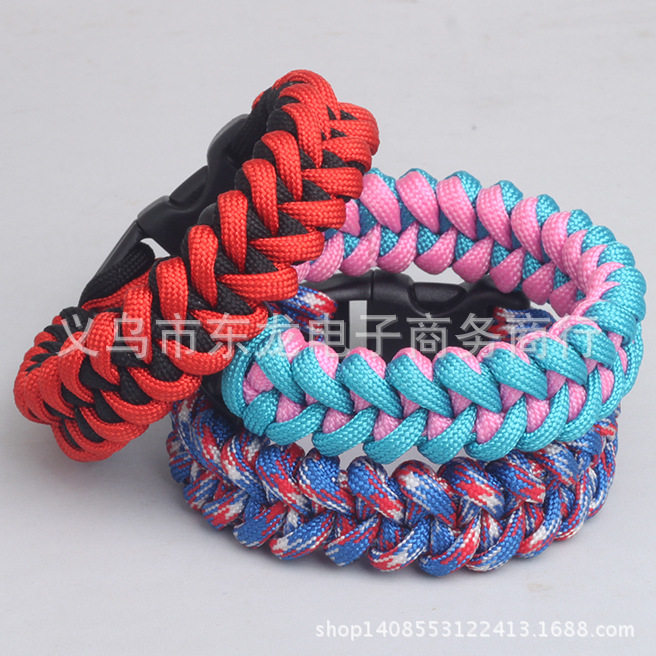 户外求生手链 伞绳编织手环 节鱼骨纹伞绳手链 户外用品